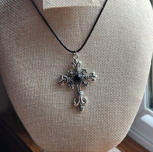 Elegant Silver Cross Pendant Necklace